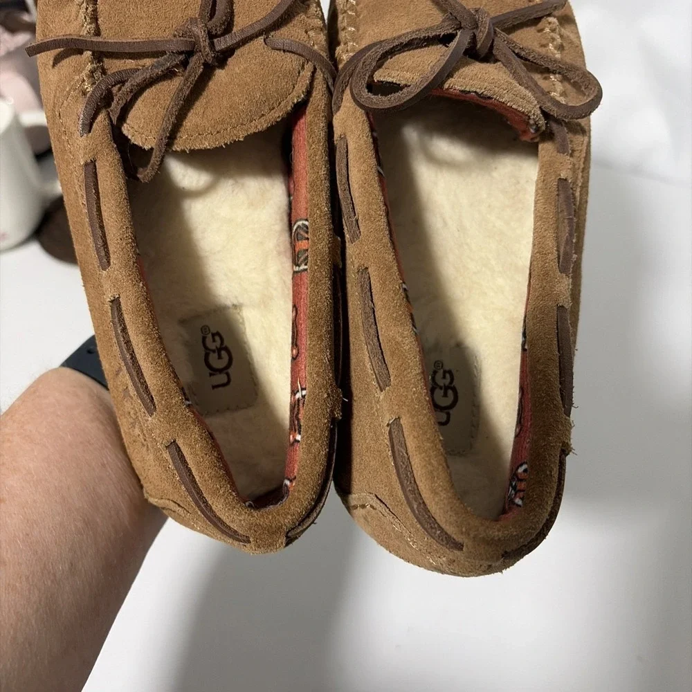 UGG Kid Ryder Jungle Moccasin Slippers 1005160K Brown Suede Youth Size 3